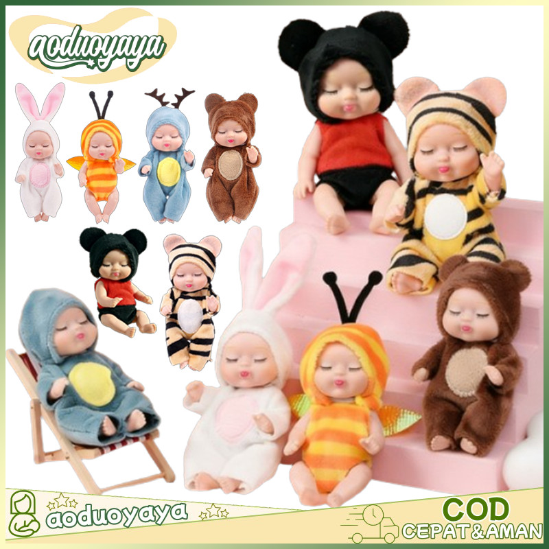 aoduoyaya Boneka Simulasi Mainan Boneka Bayi Super Mini Reborn Newborn Perempuan Tidur Mini Lucu Bon
