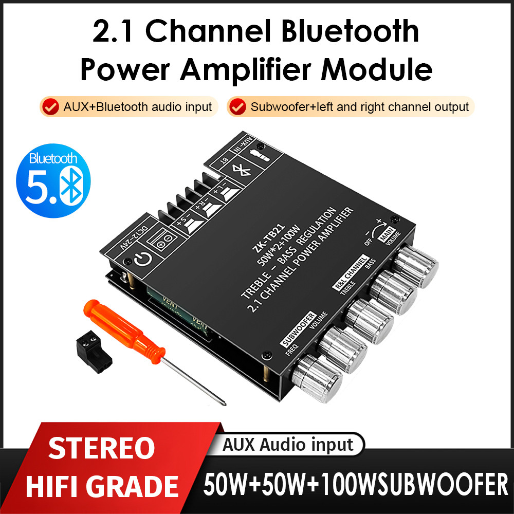 ZK-TB21 Amplifier Bluetooth 2.1 Channel 200W - Bass Kuat, Support Subwoofer Besar, Chip TPA3116D2 Di