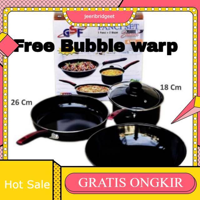 1SET wajan enamel / Panci set teflon 4pcs / panci enamel set anti lengket 4pcs / panci set gsf 4pcs