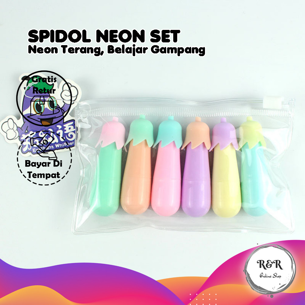 Stabilo Mini Pastel Bentuk Terong Lucu untuk Catatan Stabilo Desain Terong Unik Stabilo Mini Pastel 