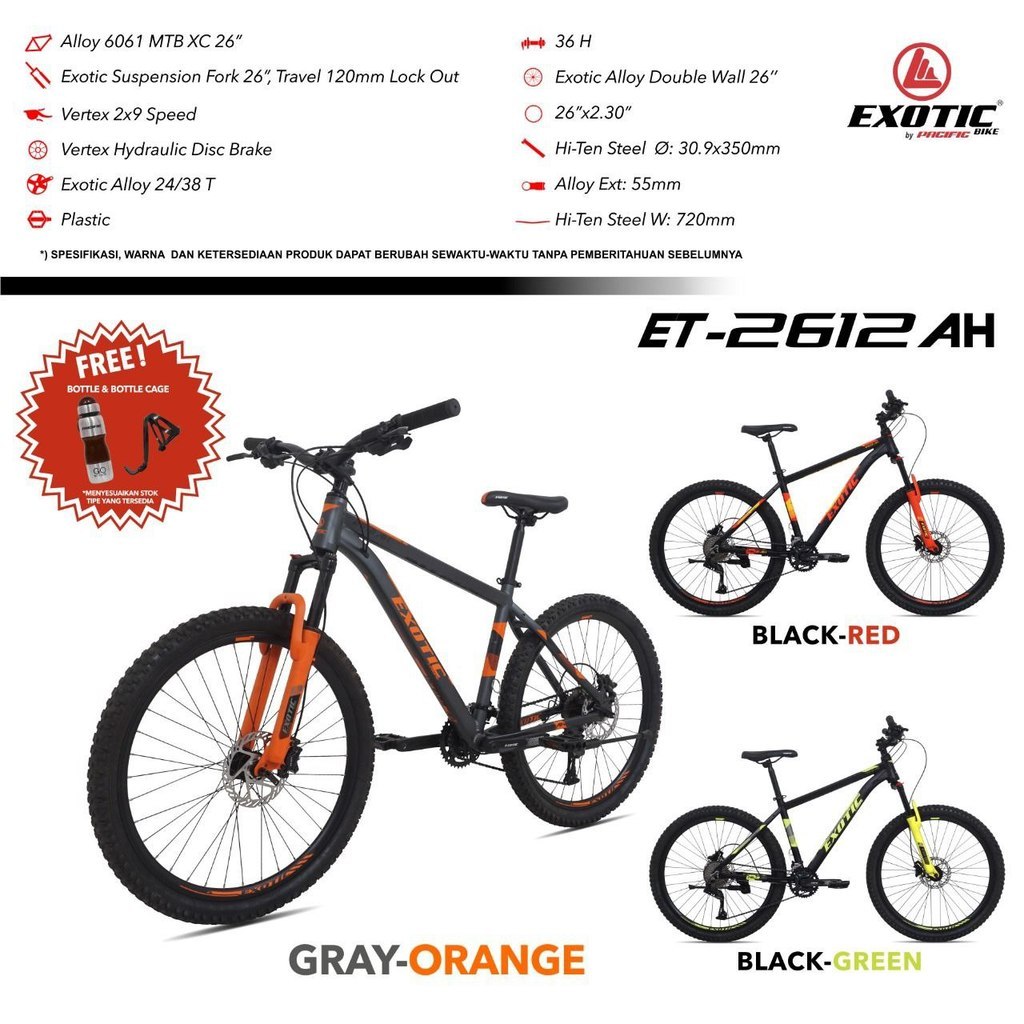 SEPEDA GUNUNG MTB DEWASA 26 INCH EXOTIC 2612 AH