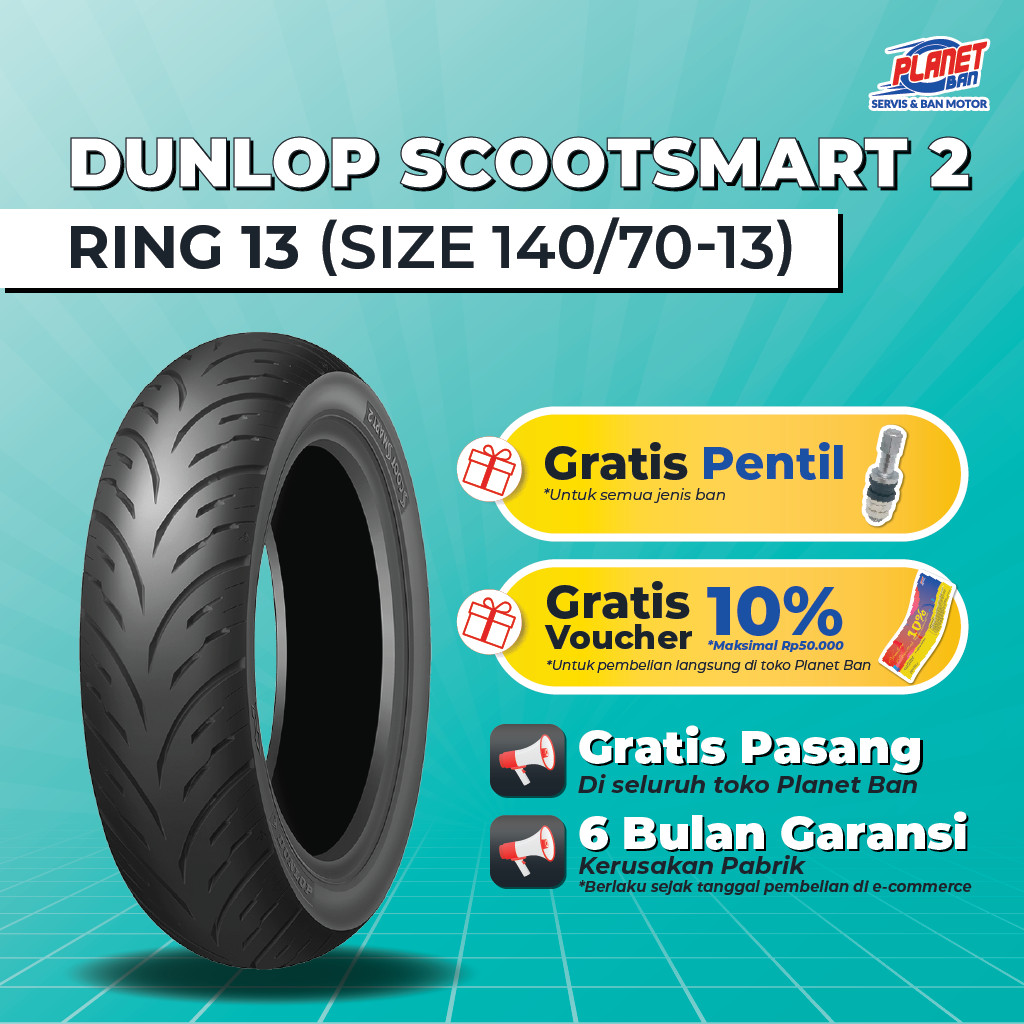 Ban Motor Ring 13 - 140/70 Dunlop Scootsmart 2 (Ban Motor Belakang NMAX, PCX 160, ADV 150, ADV 160)