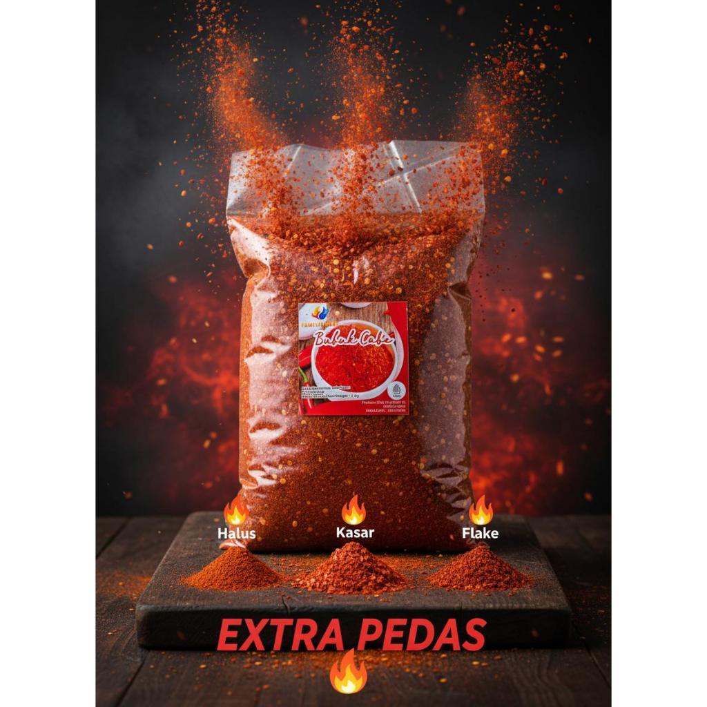 CABE BUBUK KASAR SUPER PEDAS 1KG UNTUK KUAH SEBLAK DAN BASO ACI CABE BUBUK JELETOT EXTRA PEDAS