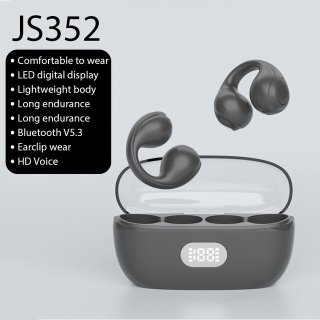 Earphone Bluetooth 5.3 TWS Open Ear Clip HiFi Surround Original ZHUOHUAN - JS352 Terbaik