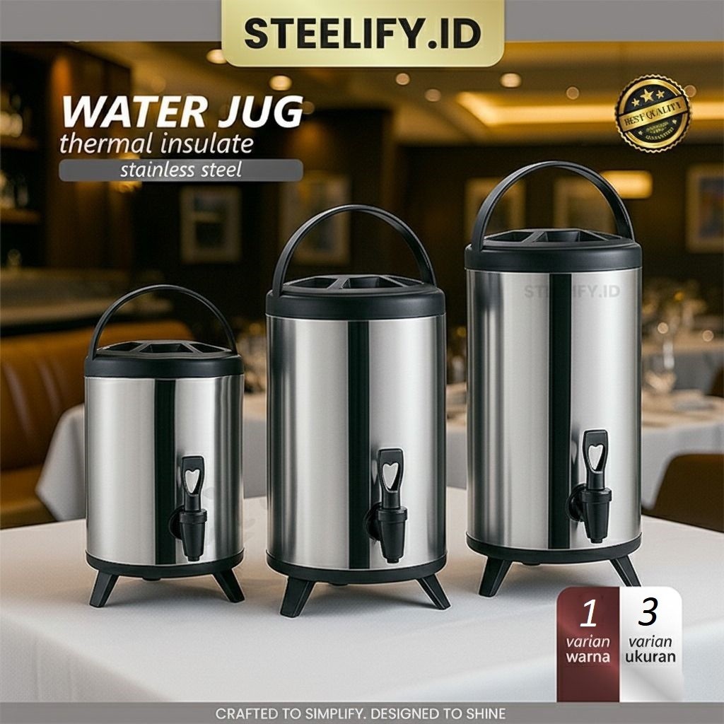 Tank Dispenser Minuman Stainless Steel 8L 10L 12L | Milk Tank Kran Air Panas Dingin | Wadah Juice Ko