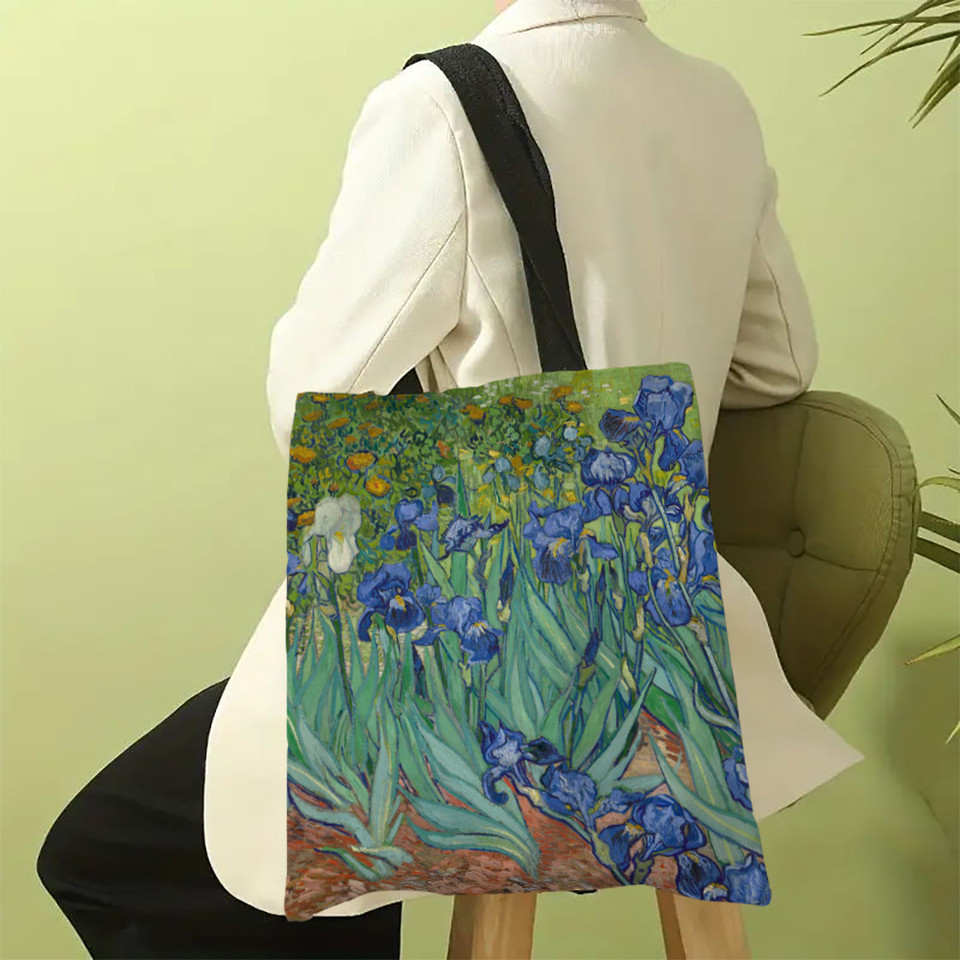 Canvas Bag The Van Gogh Series Print Canvas Bag, Lightweight Shoulder Bag, Versatile Shopper Bag, Ho