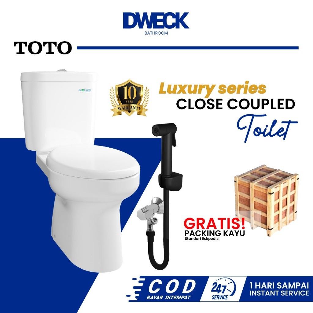 Closet Duduk LUXURY TOTO ORIGINAL Closed Coupled WC Sitting Toilet