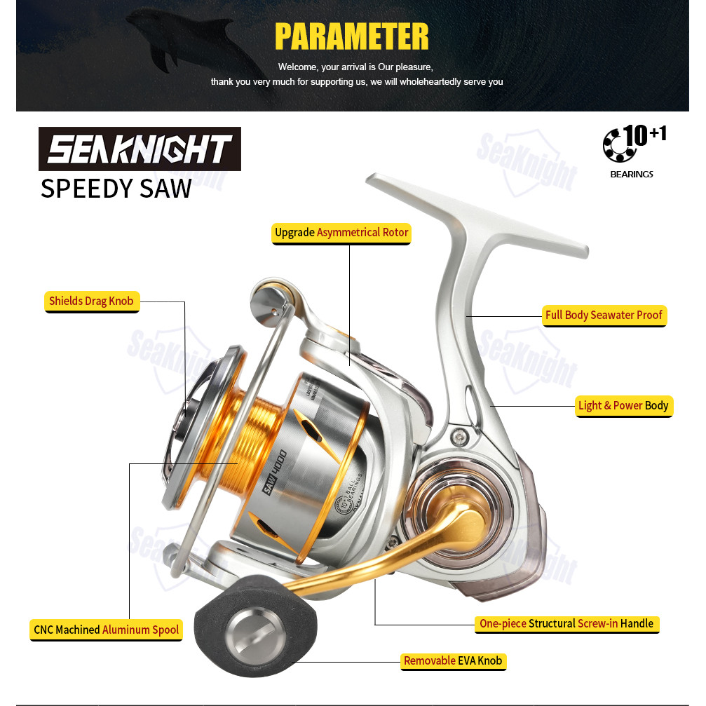 SeaKnight Brand Speedy SAW Series 6.2:1 Fishing Reel 3000/4000/5000/6000 Full Body Seawater Proof Sp