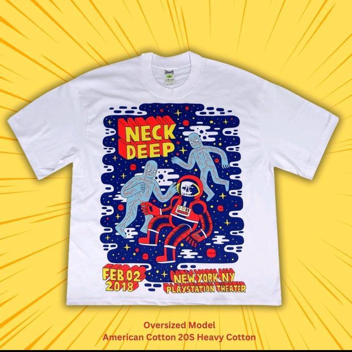 (COD) T-Shirt NECKDEEP - Oversized Model White Series - Putih, M