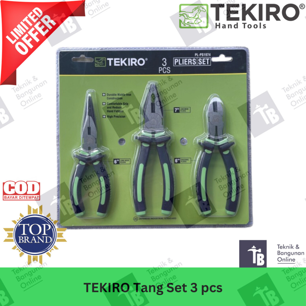 Tekiro Tang Set isi 3 pcs / Paket tang Kombinasi - Lancip - Potong PL-PS1974