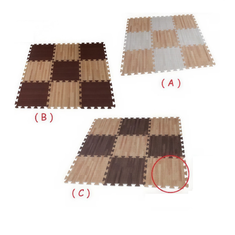 Mainan Anak WOODEN PUZZLE EVA MAT Karpet Puzzle Lantai Motif Kayu Alas Lantai Foam Empuk 30x30cm