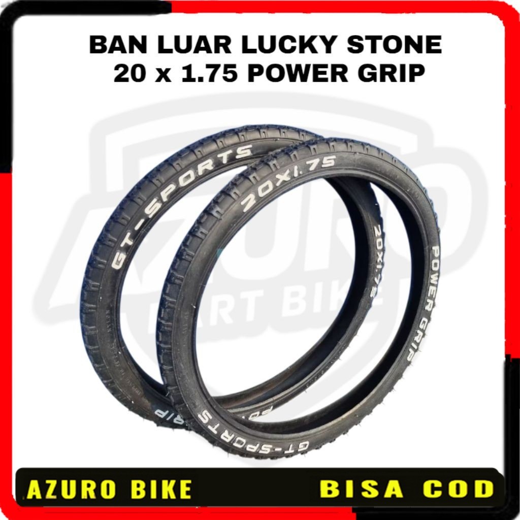 BAN LUAR SEPEDA UKURAN 20 x 1.75 LUCKY STONE POWER GRIP