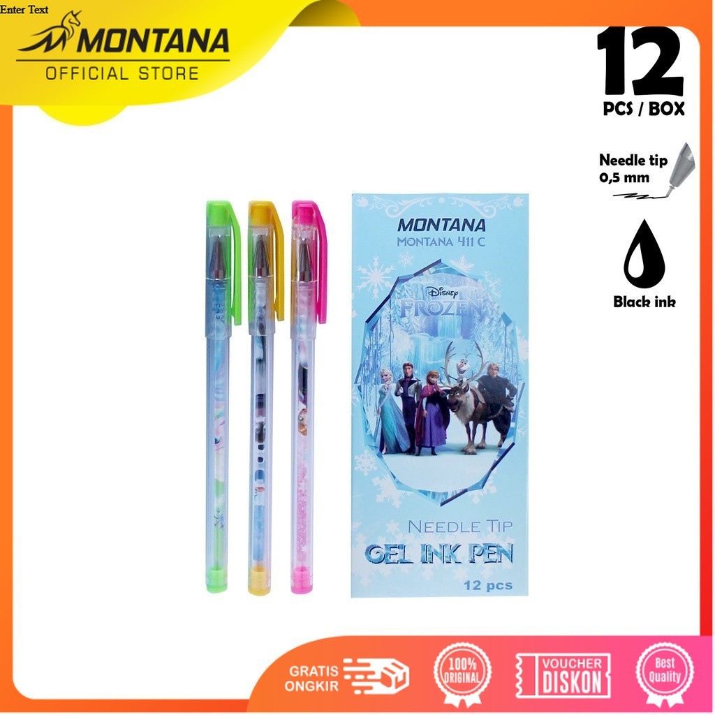 MONTANA Pulpen Pena Gel 0.5mm 12 Pcs Ballpoint Pen Ink Alat Tulis 411 C-Frozen