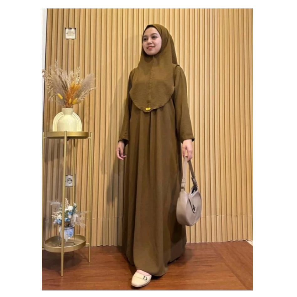 Abaya set bergo/gamis set hijab/gamis crinkle