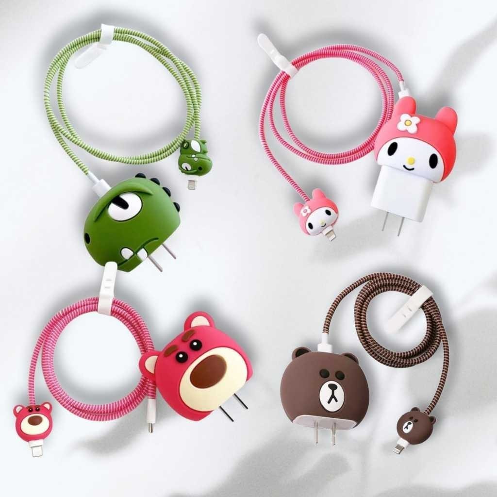 6183 Set Pelindung Kabel Charger HP / Set Cable Bite Karakter  / Set 4 in 1 Cover Charger HP