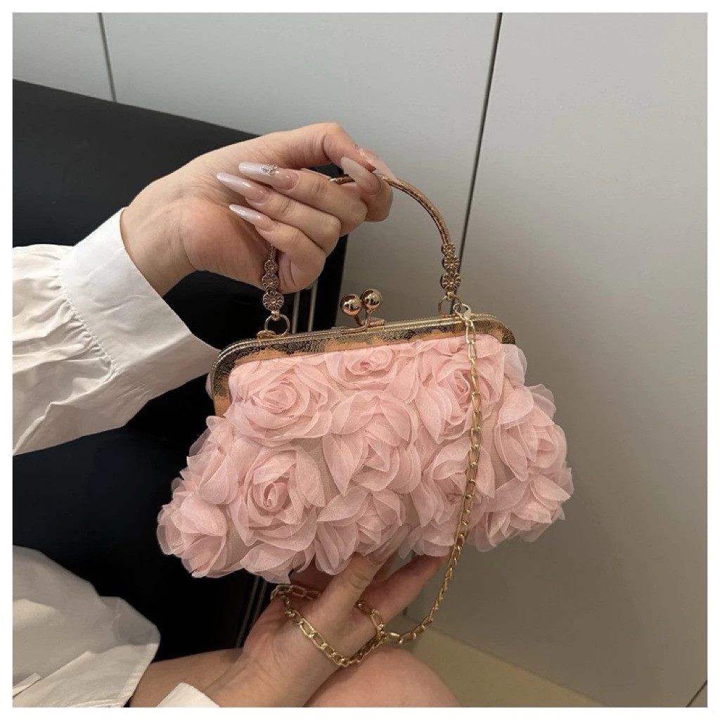 CZA YTH00224 TAS PESTA PERNIKAHAN CLUTCH WANITA MOTIF MAWAR MEWAH / CLUTCH KONDANGAN ROSE UNIK DAN E