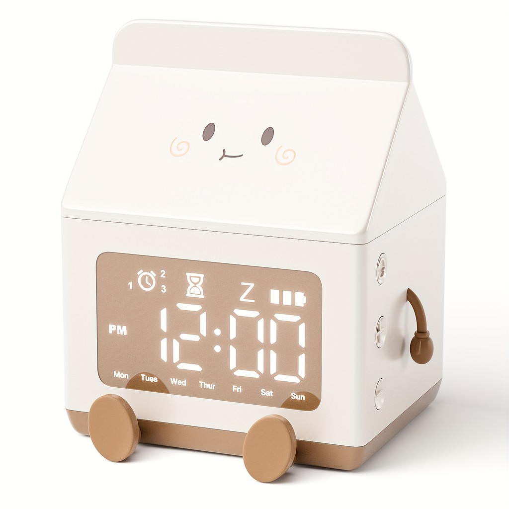Creative Milk Box Digital Alarm Clock Date Display Mini Countdown Cute Electronic Bedroom Table Cloc