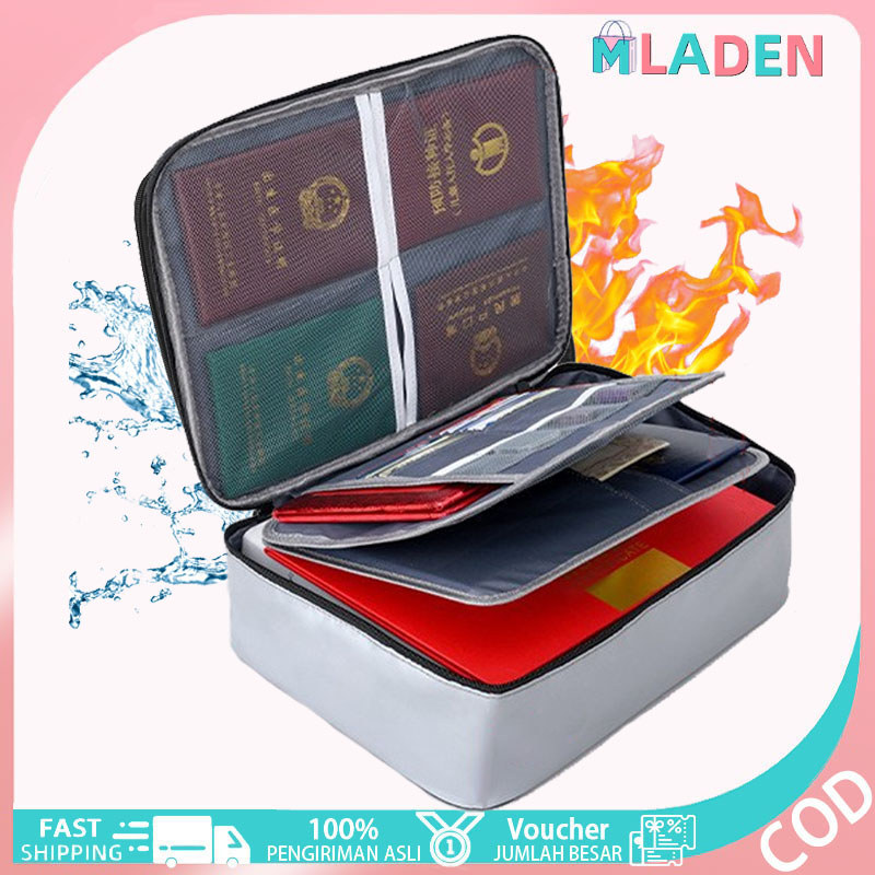 MLADEN Tas Dokumen Tahan Api Dan Air Menyimpan Dokumen & Paspor Tas Penyimpan Dokumen