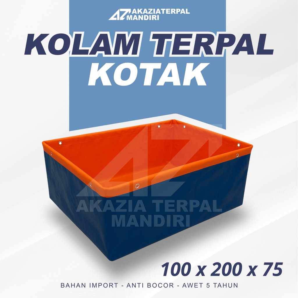 1x2x0.75 Kolam Ikan Terpal Kotak A20 Import Korea 100x200x75 Kolam Ternak Ikan lele nila gurame