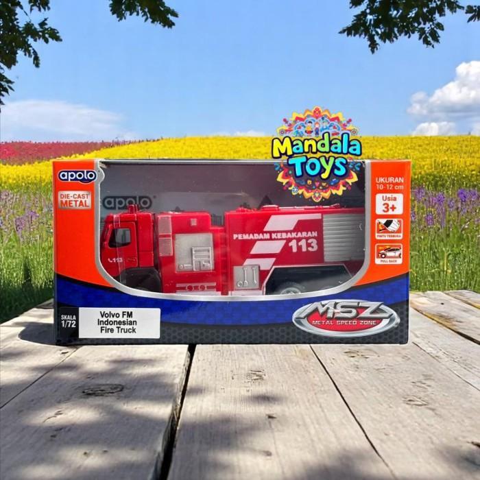 Apolo MSZ 1/72 Volvo FM Indonesian Fire Truck Diecast Metal/Pintu Terbuka/Pullback Plastik Toy PStor