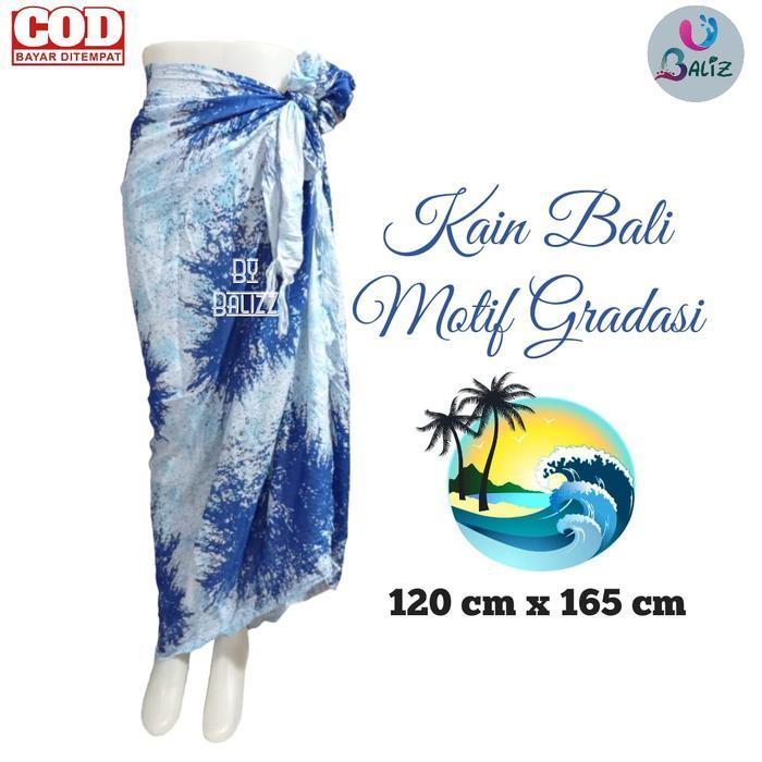 kaian bali lain pantai sarung pantia motif gradasi - Biru