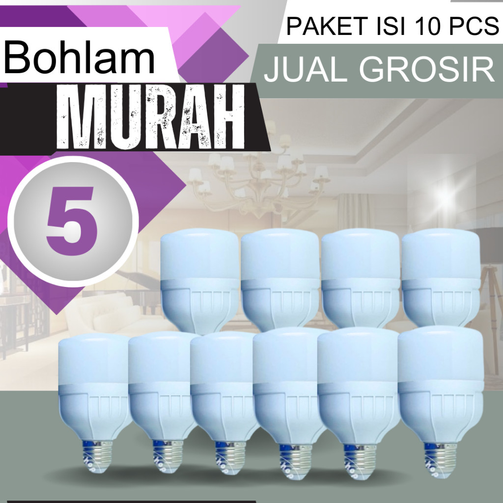 PAKET 10 PCS LAMPU LED BULB KAPSUL TABUNG 5 WATT CAHAYA PUTIH JUAL GROSIR LAMPU MURAH