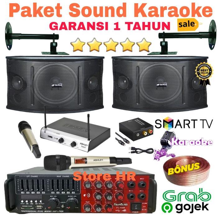 paket karaoke rumahan 10 inch amplifier mic Ashley original