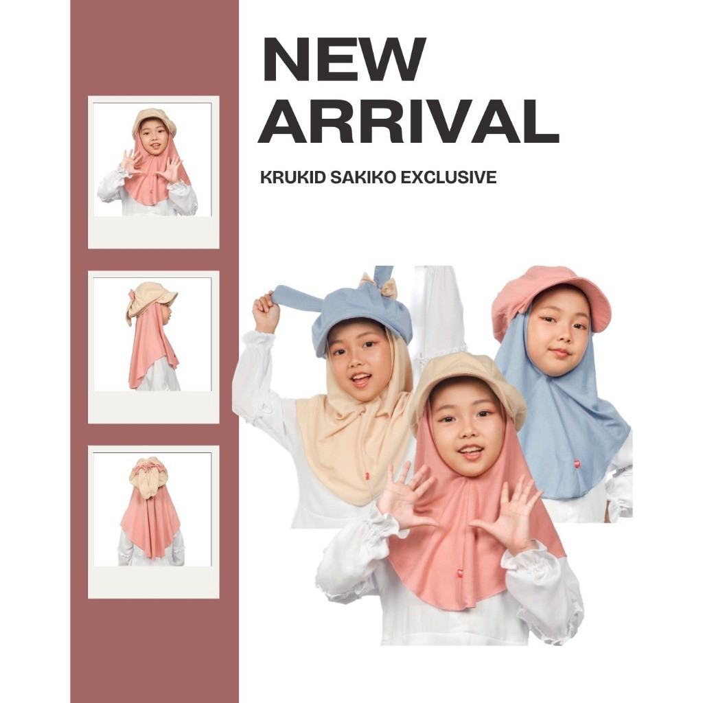 Rabbani - Ori krukid Sakiko Exclusive | Kerudung Instan Anak Perempuan| Kerudung Topi | Kerudung Ana