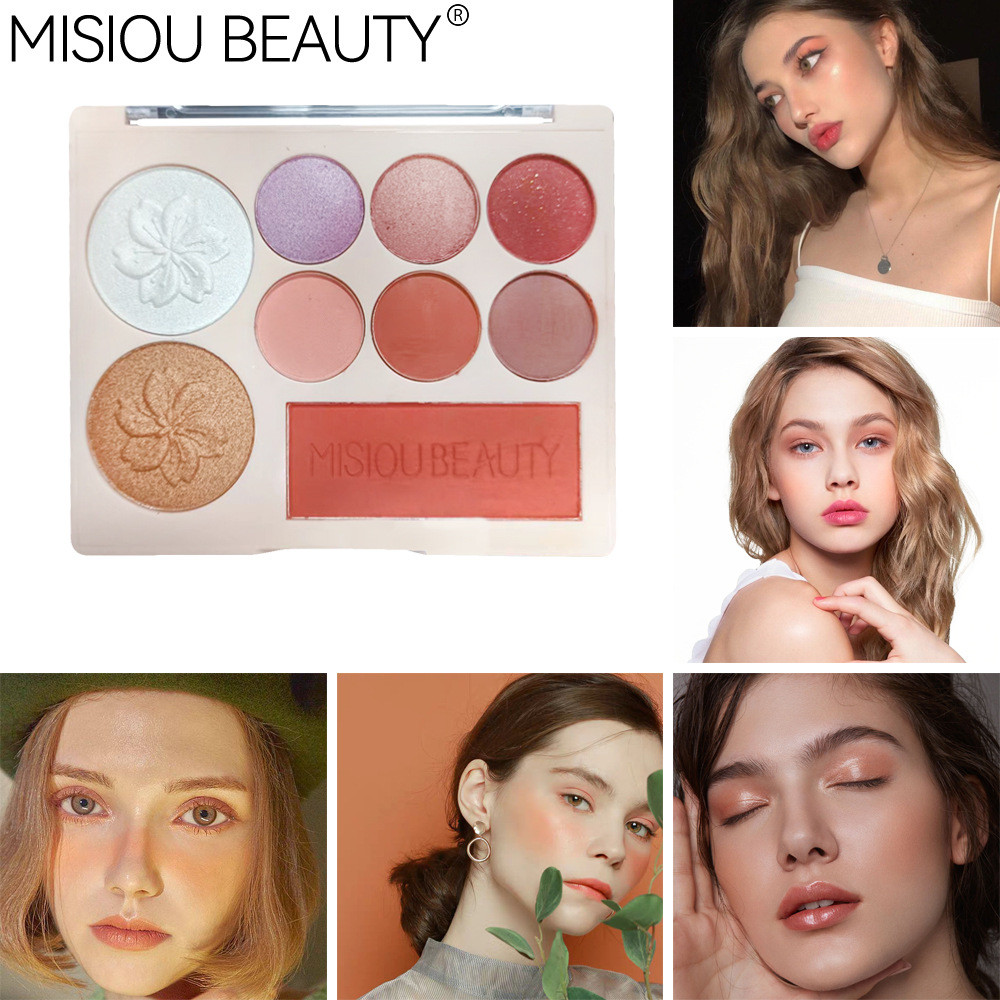 Misiou Beauty New 9-Color Romantic Cherry Blossom Matte Contour Highlight Eyeshadow Blush All-in-One