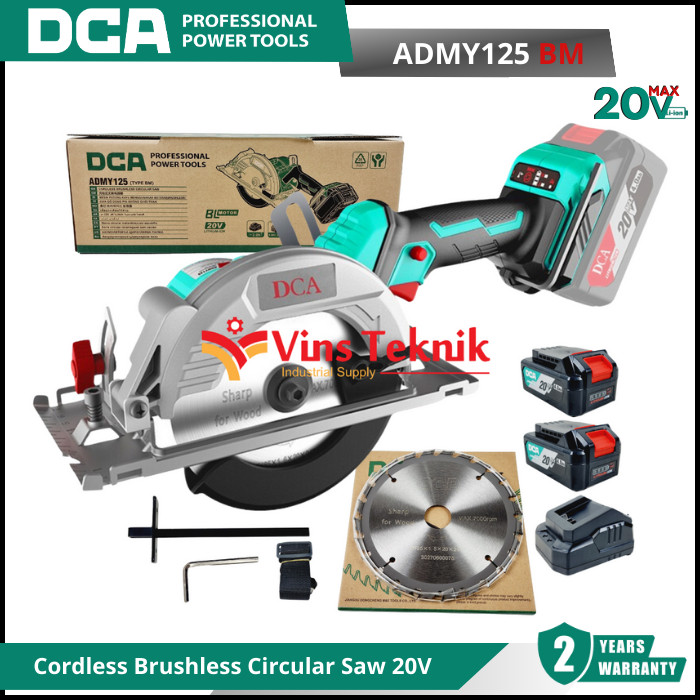 Mesin Gergaji Kayu Sirkel Baterai Cordless Brushless Circular Saw 5" 125MM 20V DCA ADMY125BM ADMY125