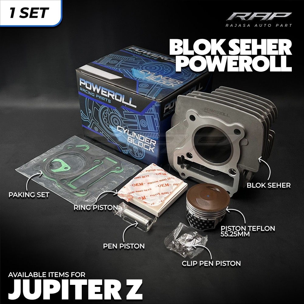 BLOK SEHER JUPITER Z 55,25 MM/ BLOK SILINDER JUPITER Z BORE UP 55.25MM PISTON TEFLON POWEROLL