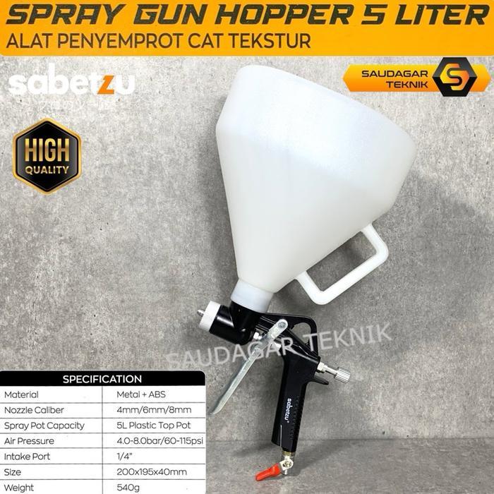 Sabetzu Spray Gun Hopper Alat Semprot Cat Texture Dinding Lantai Tembok Semen Alat Penyemprot Spray 