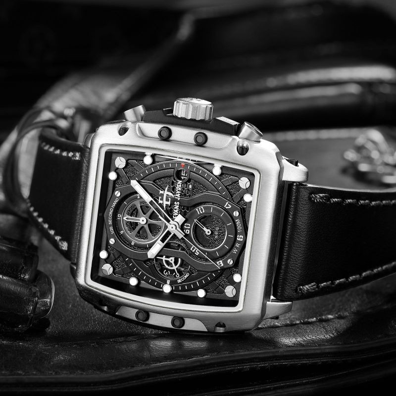 Jam tangan pria Evans Jayden original Chrono aktif semua 9550 KULIT