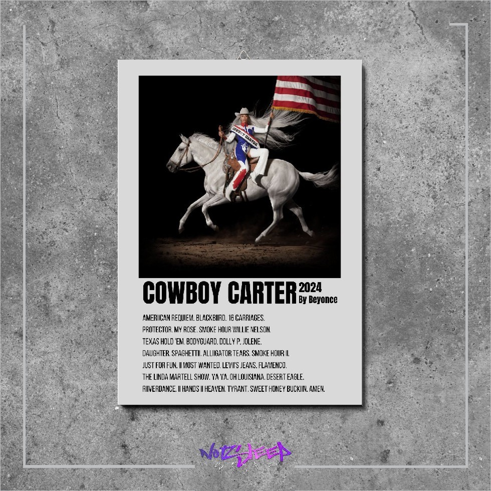 bingkai kayu Cover Album Musik Poster Cowboy Carter by Beyonce wall decor