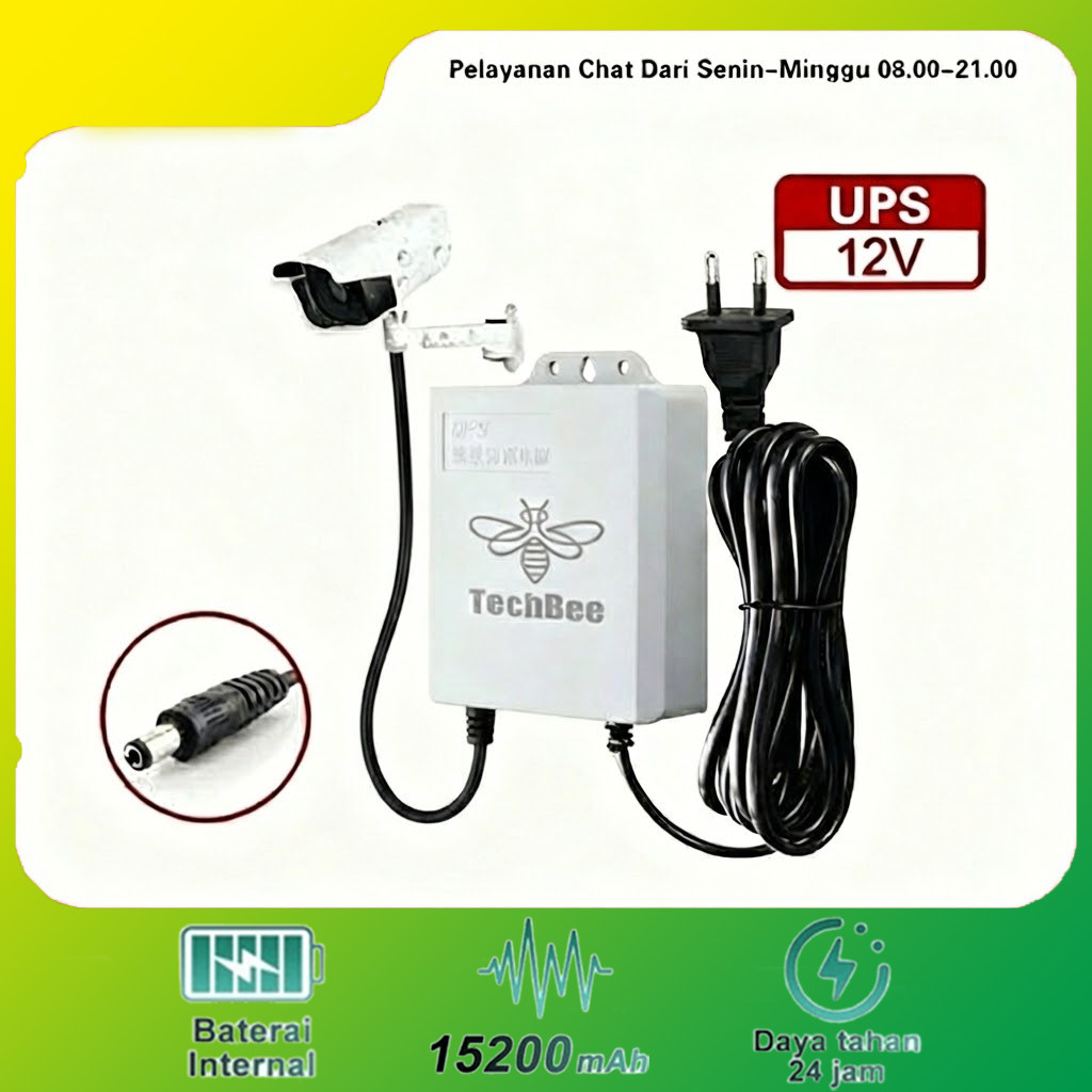 [Urban Living ID] Mini UPS 12V 2A Untuk CCTV Outdoor Anti Mati Lampu Baterai Cadangan Kabel 3M