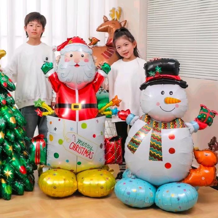 Promo [ B1367-B1084 ] Balon Foil Natal Santa Claus Snowman 4D / Balon Merry Christmas JUMBO - B1367 