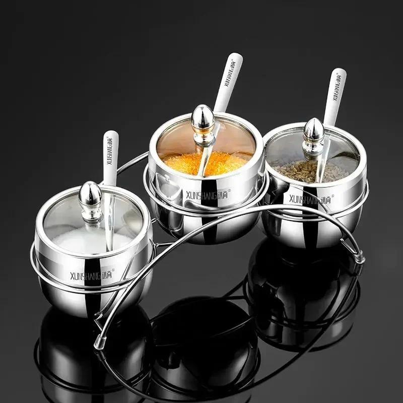 Stainless steel seasoning pot set combination kitchen salt pot household single seasoning pot season