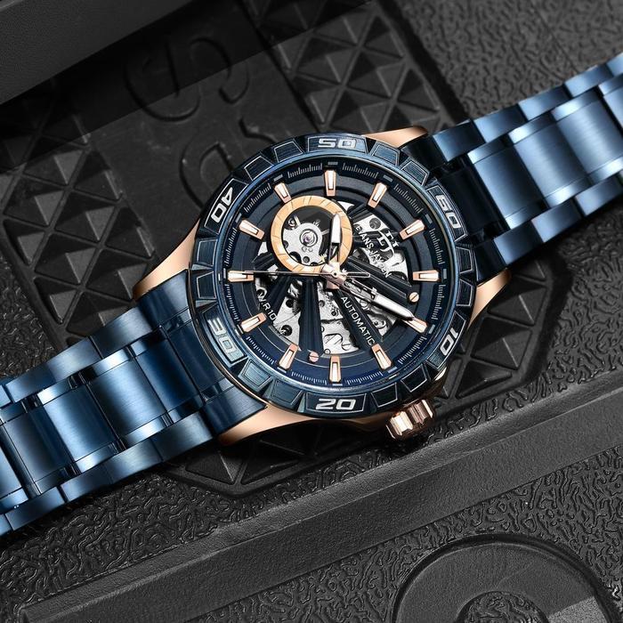 majuwatch Jam tangan Original Automatic Evans Jayden EJ 9565 Chain fullset - blue rose