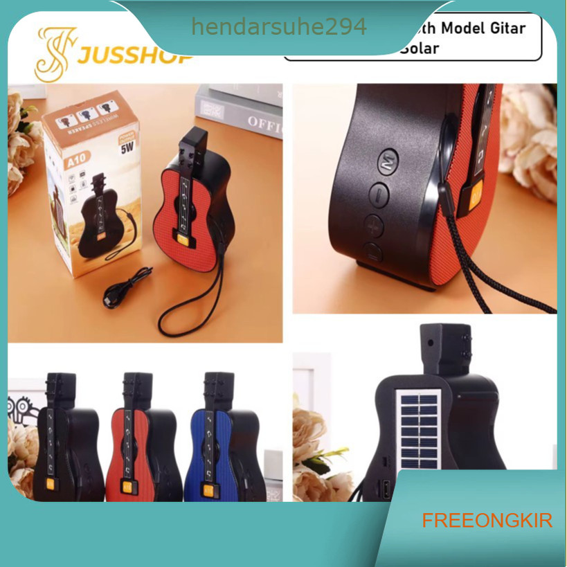 Speaker Bluetooth Model Gitar + Solar A10 Wireless Speaker Gitar Lucu Portable Extra Bass