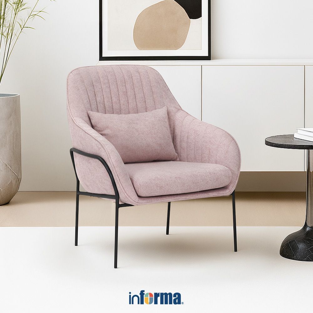 Informa Yore Kursi Lounge Fabric - Pink Aesthetic Kursi Santai Serbaguna Rumah Kantor​