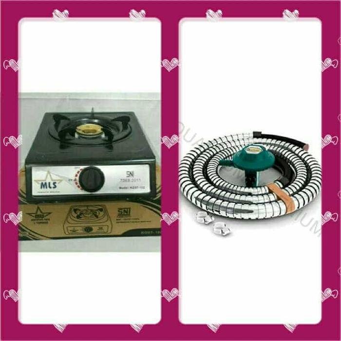 kompor gas mls 1tungku+paket selang regulator quantum by Mitrahobby