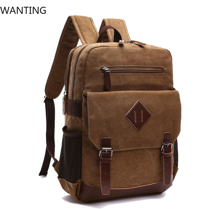 Mens Large Vintage Canvas Backpack for Men Canvas Bookpack Fits Most 15.6 Inches Laptop School Lapto