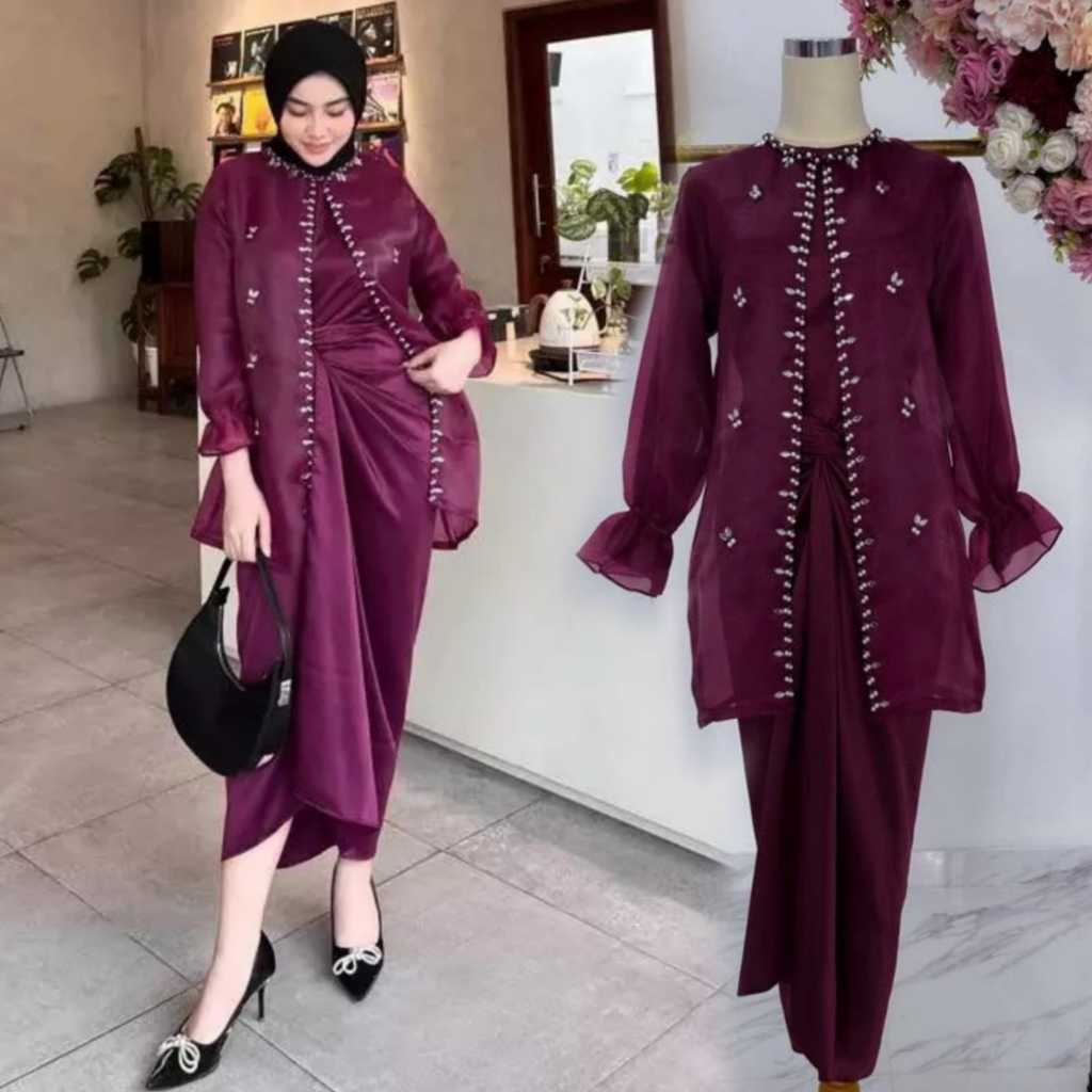 ONE SET JEMMA ORGANZA TERMURAH READY JUMBO SETELAN KONDANGAN WANITA KEKINIAN GAUN PESTA REMAJA BAJU 