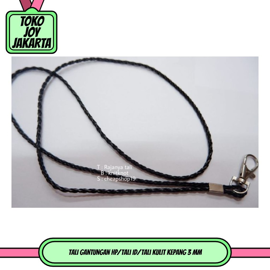 Tali Gantungan HP/Tali ID/Tali kulit kepang 3 mm