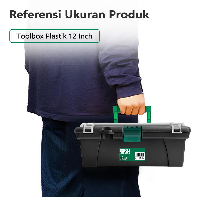 HOT SALE ISKU Tool Box Mini 12 Inch Kotak Perkakas Kecil Plastik Besi Tahan Karat Kotak Alat Multi
