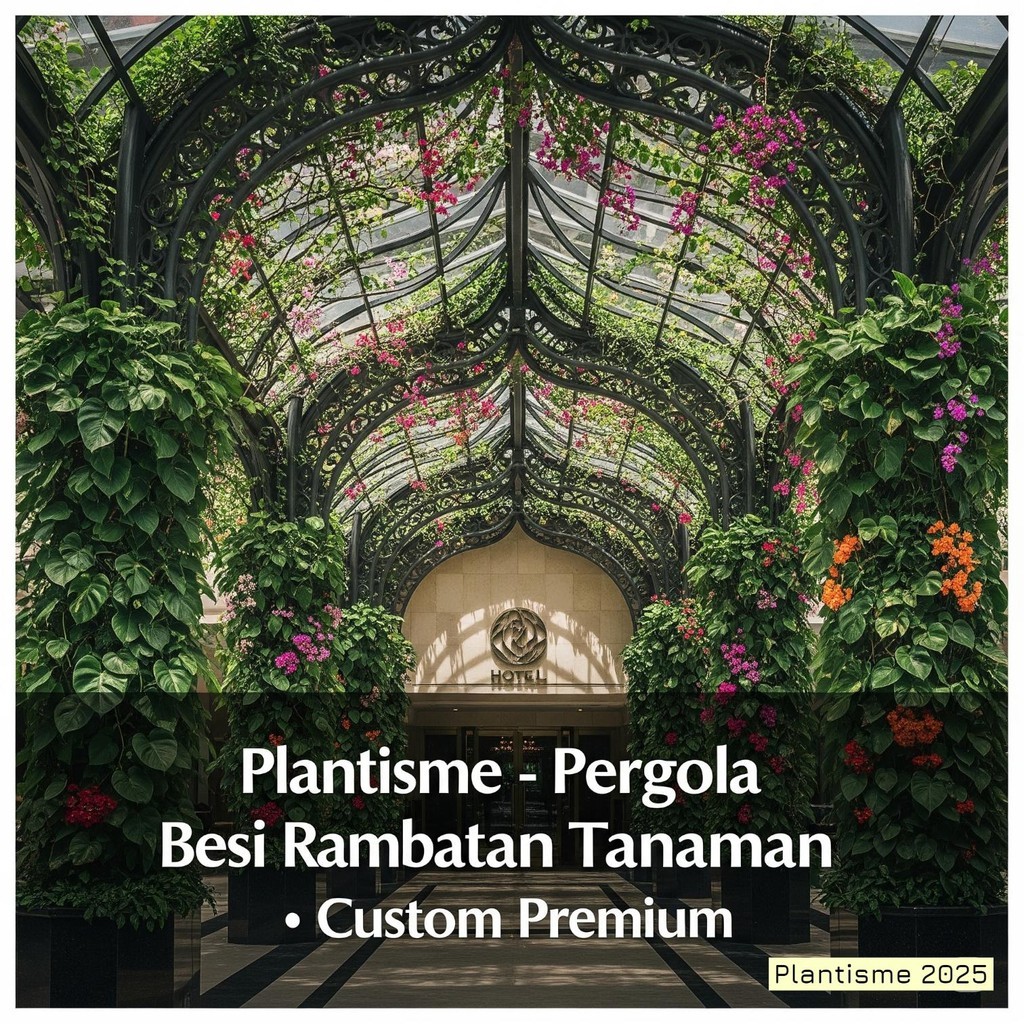 Pembuatan Pergola  – Rambatan Custom Metal Wood Pergola Tanaman Hias Gantung Climbing Vines Indoor O
