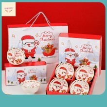 Kado Natal / Mangkok Natal Keramik Hampers Natal Mangkok Set Peralatan Hari Raya Natal / Mangkok Set