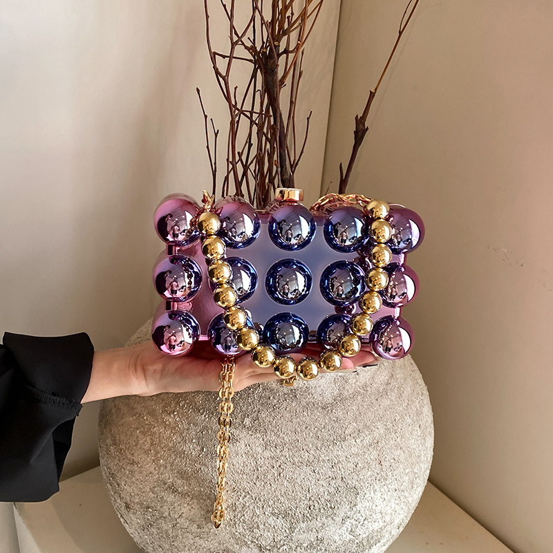 Acrylic Clutch Purse For Women Bubble Crossbody Purse Detachable Strap Square Handbag Wedding Prom P