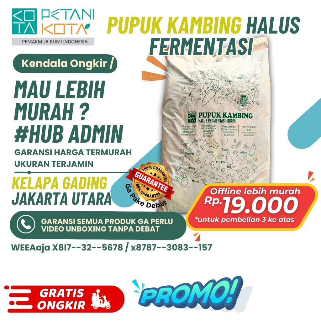 Pupuk KAMBING Kandang Murni Halus Karungan Kemasan Plastik +- 7 Kg Organik Siap Pakai