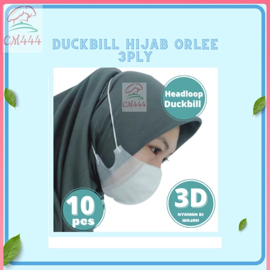 Masker Duckbill Hijab 10pcs Headloop Orlee